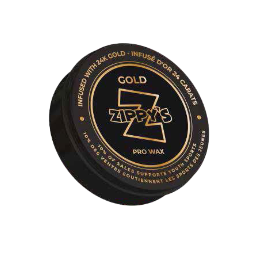Zippys Gold Pro Wax container with gold text on a white background
