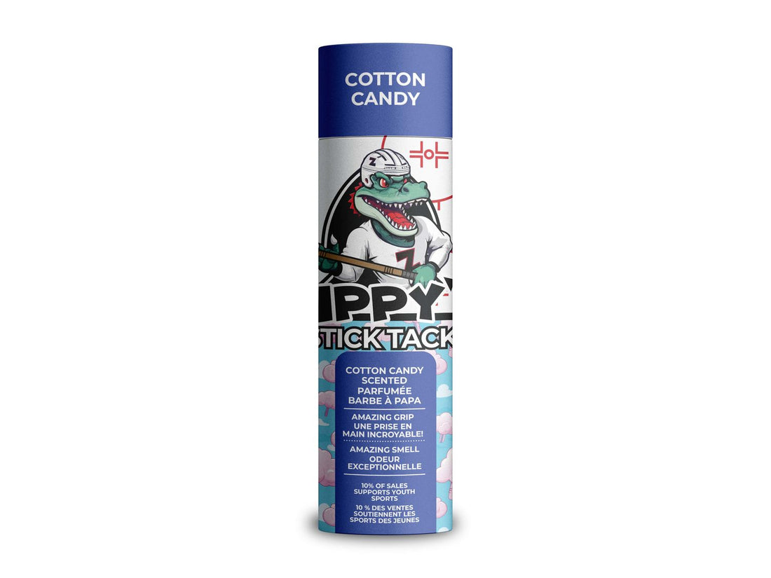Cotton candy stick tack packaging with cartoon character on a white background